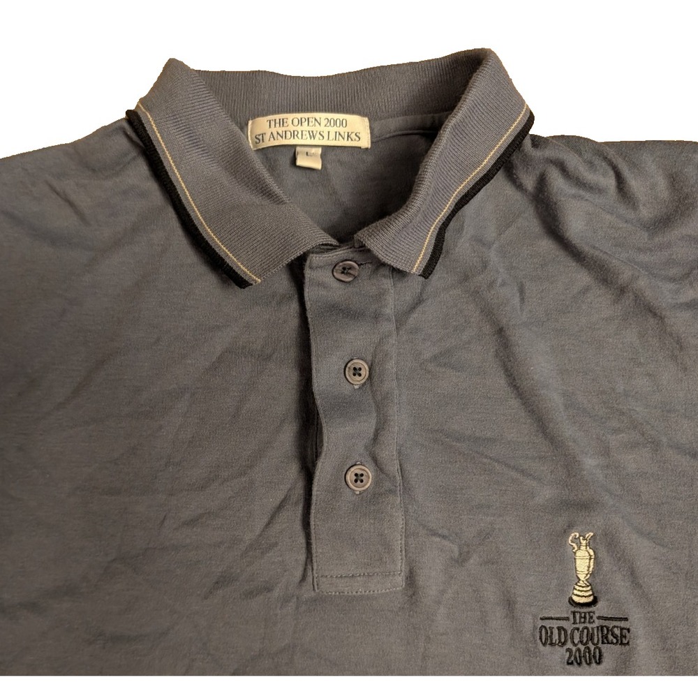 Vintage 2000 The Open Championship St Andrews Polo Shirt Mens L Golf Tiger Woods